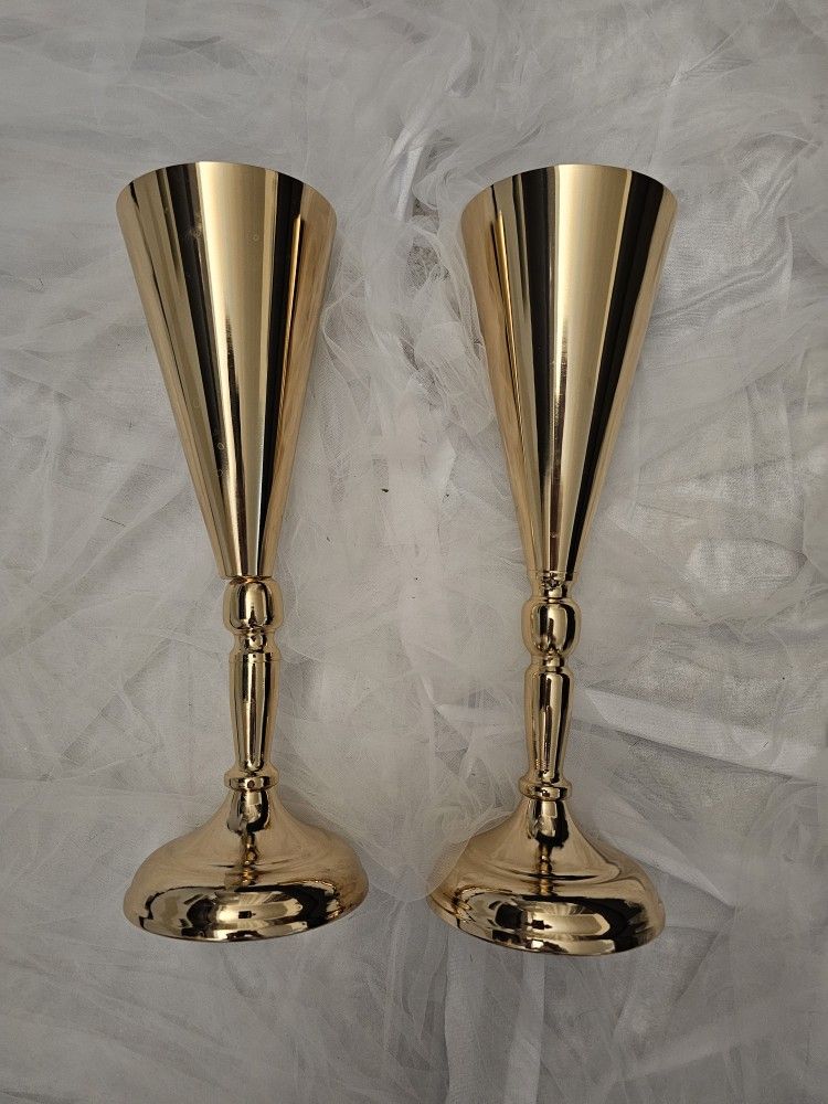 2 tabletop decoration centerpieces copper gold metal