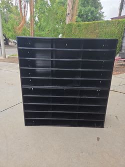 Black Multi-Slot Media Storage Shelf Unit