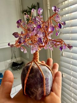 Amethyst Crystal Gemstone Tree on Large Amethyst Base
