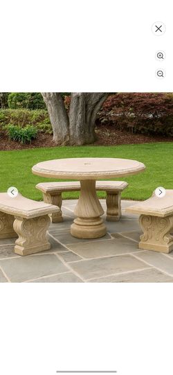 Stone table with 2 benches