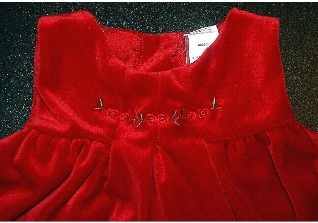 Vintage Girls 3-6M RED Sleeveless Dress