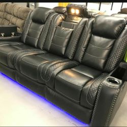 Party Time Midnight Power Reclining Sofa 1589