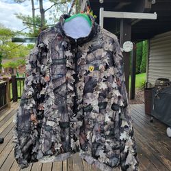 Scent Blocker Plus Jacket Mens Xl Camo 3D Real Leaf Mossy Oak