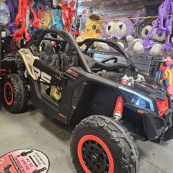 48v 48volt 48volt batteries canam maverick kid car carro de niño can-am 2 24v Remote control leather seats shocks soft tires screen for videos 4x4 led