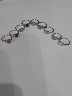 Birthstone silver rings $10 each