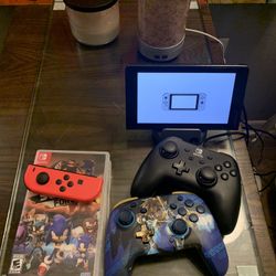 Nintendo Switch Console Two Controllers Dock And 3 Games