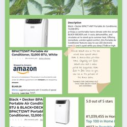 Black And Decker Three In One Device Air Filter Dehumidifier. AC Unit