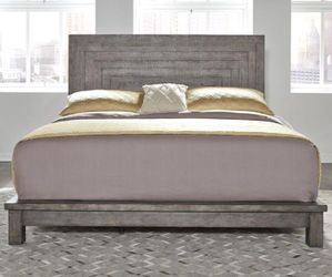 Belle Furnishings Modern Farmhouse King Size Bed in Dusty Charcoal  In Great Condition