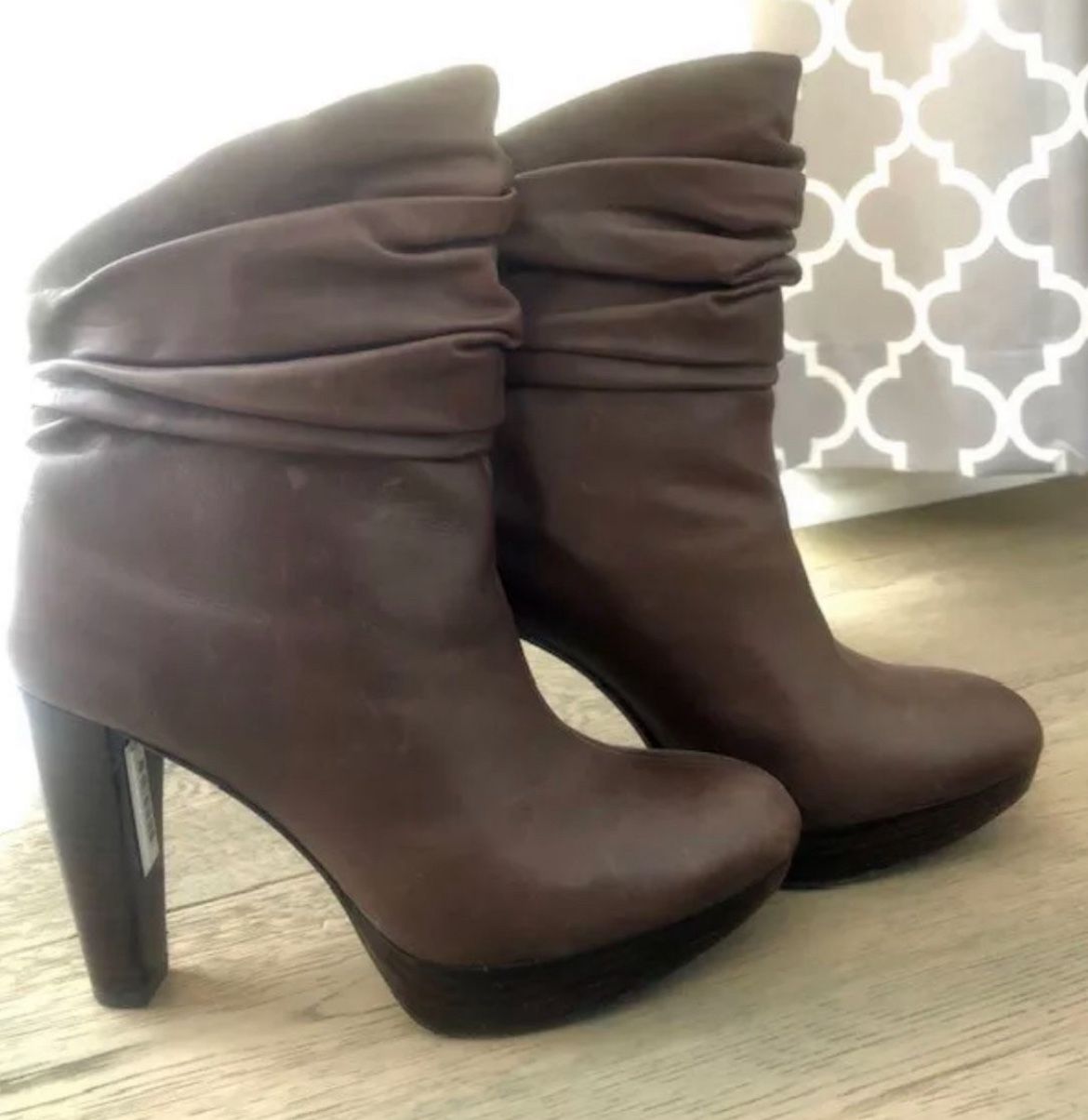 Via Spiga Platform Leather Brown Ankle Boots, Booties - Size 8 Shoe