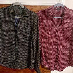 Two Small Soft Polyester Button up Blouse/Dress Shirts