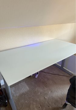 White Frosted Glass Desk/ Table