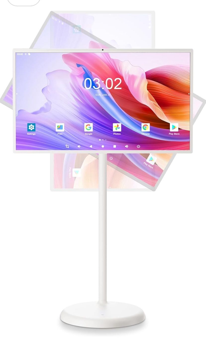 Fiteye 32-Inch Portable Touch Screen Monitor, 1080P Portable TV on Wheels with 13MP Integrated Camera, 6G RAM+128G Storage, Android OS, Built-in Batte