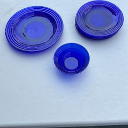 Vintage Blue Glass Dishes