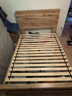 Rustic wood bed frame with drawers QUEEN