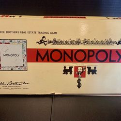 Vintage 1954 Monopoly Game W/original Wooden Player Pieces