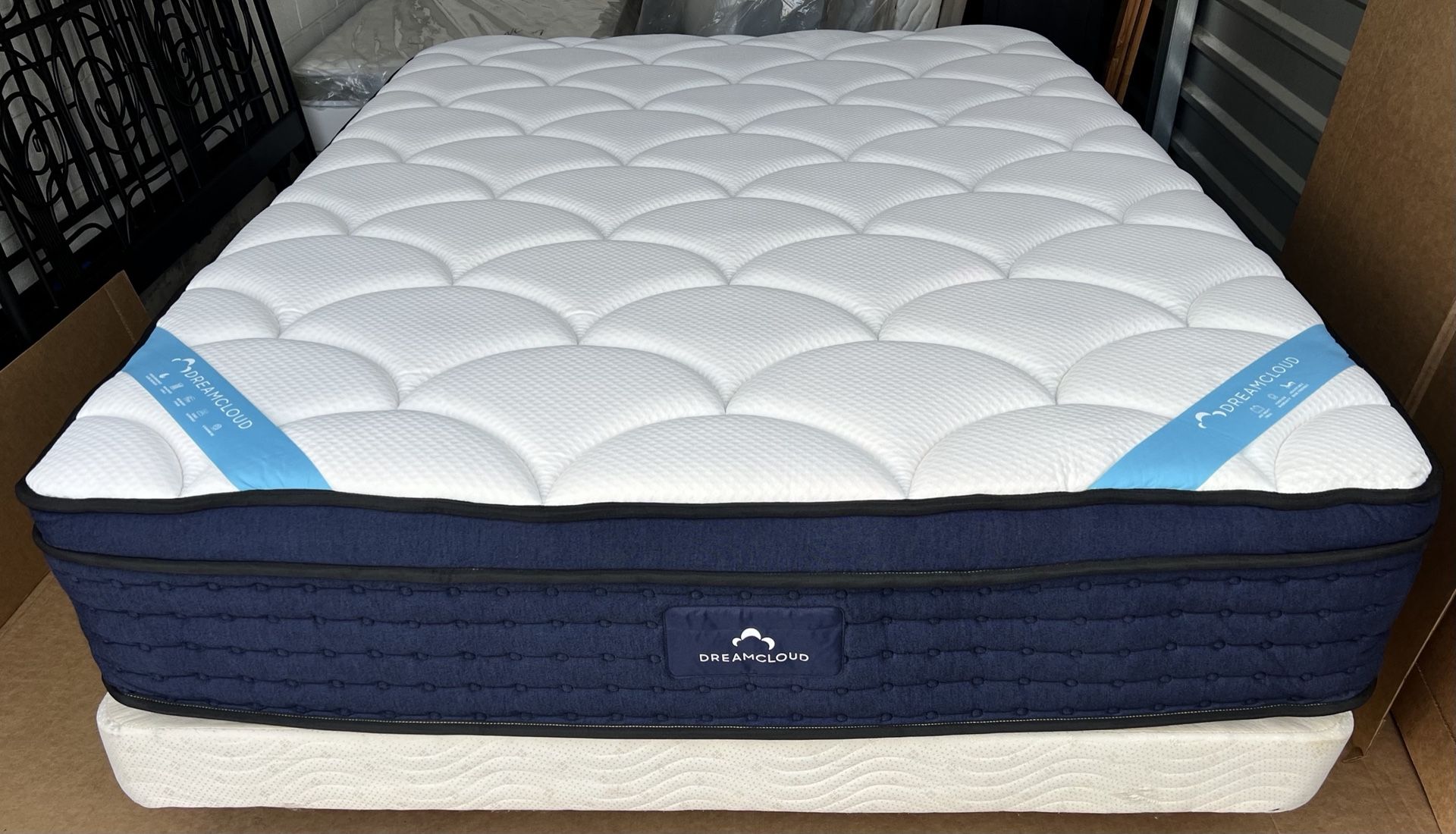 Queen Size DreamCloud EuroTop Mattress, Boxspring, And Frane