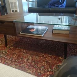Mid Century Modern Wood Coffee Table - Dark Walnut