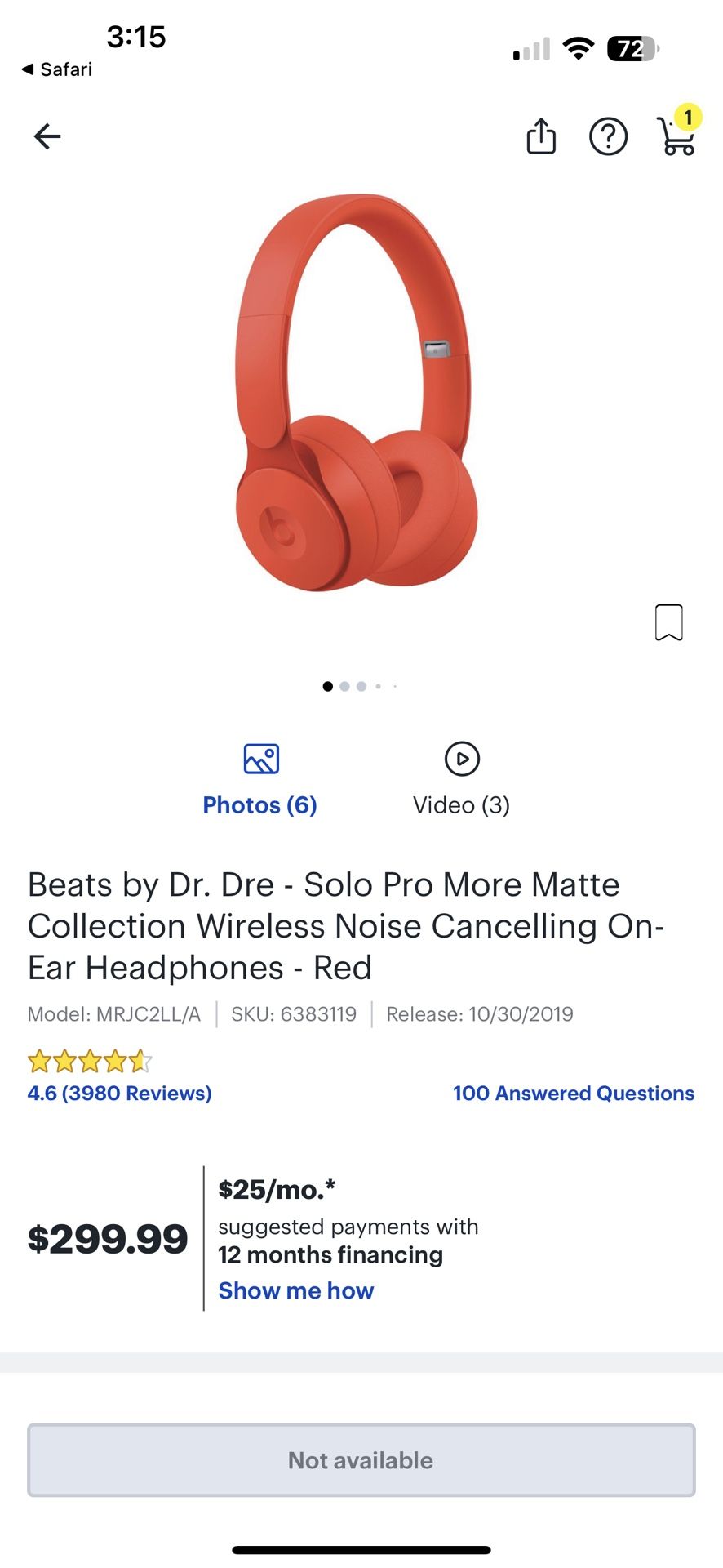Beats by Dr. Dre - Solo Pro More Matte Collection Wireless Noise Cancelling On-Ear Headphones - Red