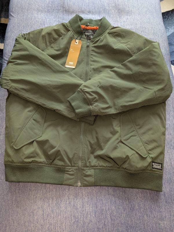 Levis Flight Bomber Jacket Men's Sz XL Olive Green Orange Full Zip