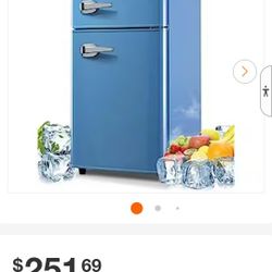 16.7 in. 3.5 cu.ft. Compact Mini Refrigerator in Blue with Top Freezer