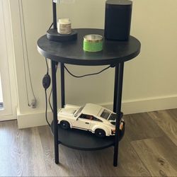 wood and metal black side table