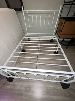 Full white bed frame