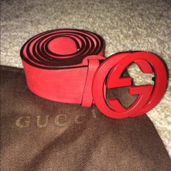 Authentic red suede gucci belt