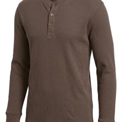 NEW with tags, Old Navy Brown Henley Long Sleeve Shirt Waffle Knit, Size XL