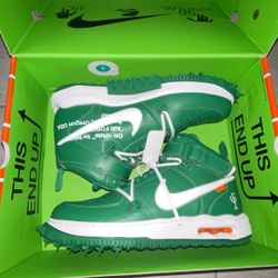 Brand New,  OFF-WHITE, Pine Green Air Force 1 Shoes, Size 11.5 Men’s.
