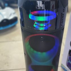 Holographic Led Bluetooth Rechargable Speaker With Wireless Mic And Remote Control 