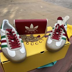Authentic Adidas x Gucci Gazelle White Green Red ( Shoes Only) 