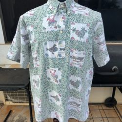 PreOwned Reyn Spooner Mele Kalikimaka Christmas Shirt Pullover Men's Large