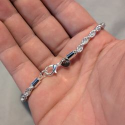 Sterling Silver 8”  4mm Rope Bracelet~New
