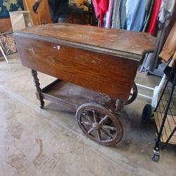 Antique Wooden Bar Cart