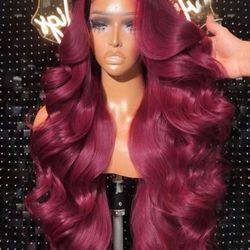 Burgundy Lace Front Wigs Human Hair Pre Plucked 200% Density Body Wave Lace Front Wigs Human Hair Red Wig HD 