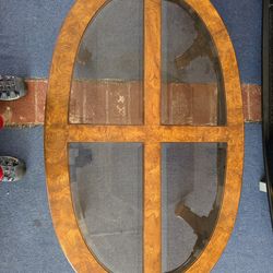 Wooden and glass coffee table