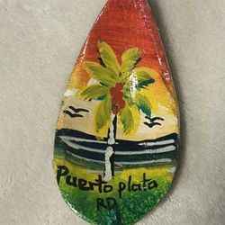 Puerto plata Dominican Republic hand magnet vacation gift coconut palm tree sun