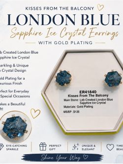 Lab Created London Blue Sapphire Ice Crystal Earrings with Gold Plating
