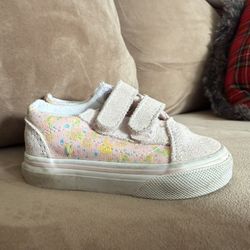 Vans Girls Size 4 Toddler Pink Butterfly Suede