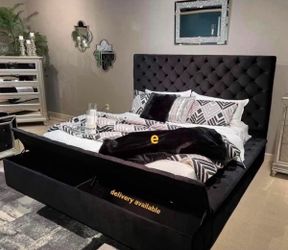 Brand new queen size storage bed without mattress