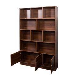 Homy Casa Fauntleroy 71" Tall Bookcase with 10 Cubes and 3 Doors Storage Cabinet for Living Room Office and Bedroom