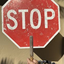 Vintage STOP / SLOW Metal Sign. Reversible, 18 inch