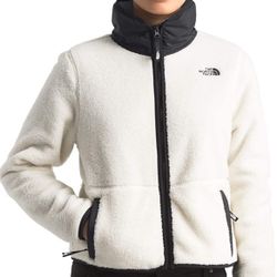 The North Face Women’s Small Dunraven Sherpa Cropped Jacket Full Zip White Black
