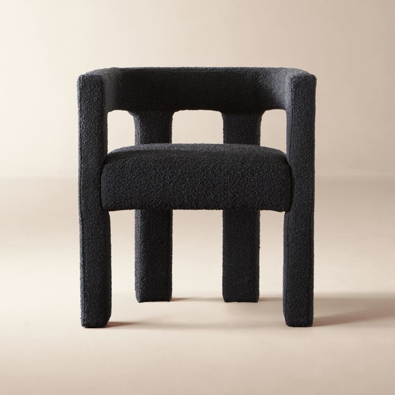 CB2 Stature Black Boucle Dining Armchair