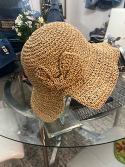 Woven Straw Sun Hat with Flower Detail