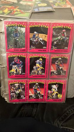 Selling old binder of dirtbike cards all rising stars and Hi flyers