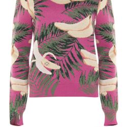 Oscar de la Renta  Lilac Banana Print Sweater 