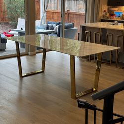 Stone Top Table With Marble Veneer