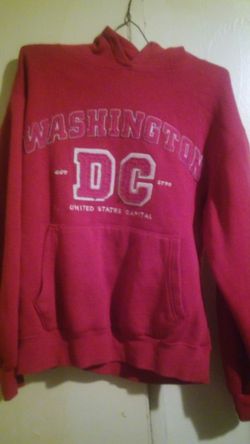 Red and pink sweatshirt with hoodie