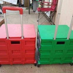 Collapsible Foldable Rolling Crate Cart (Red & Green Available)